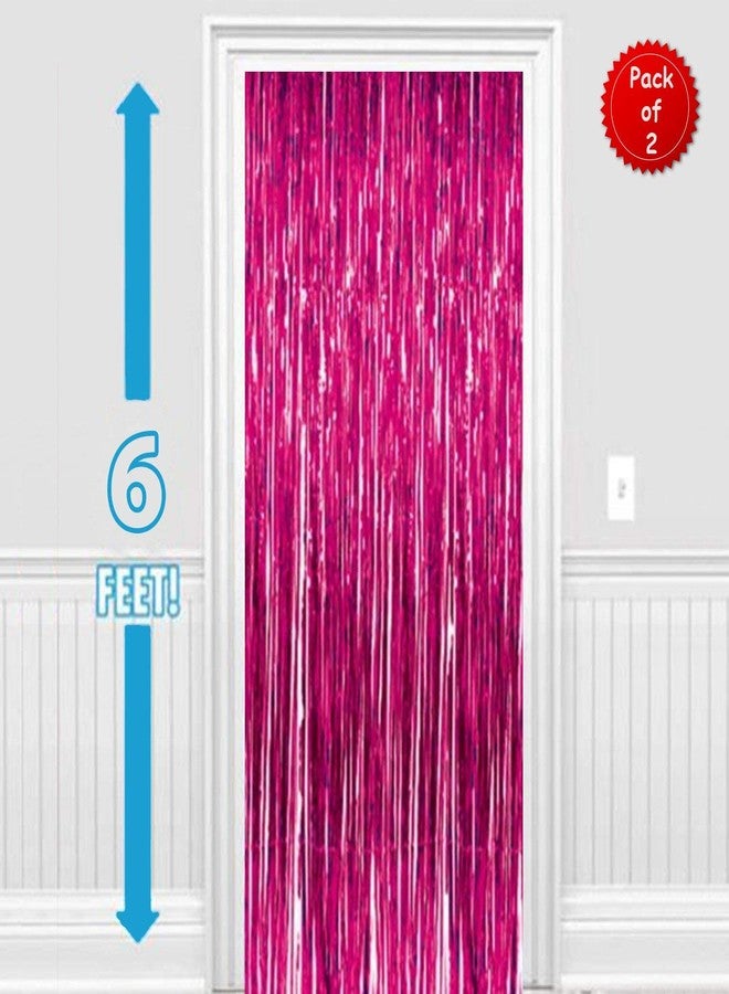 ANG Foil Party Wall Curtain, 6x3 Ft., Pink, Pack of 2 - Image 3